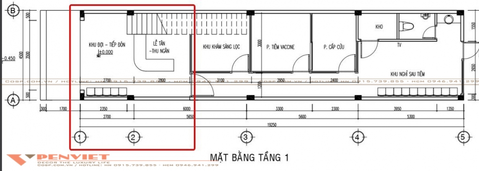Hình ảnh mặt bằng bố trí nội thất sảnh chờ